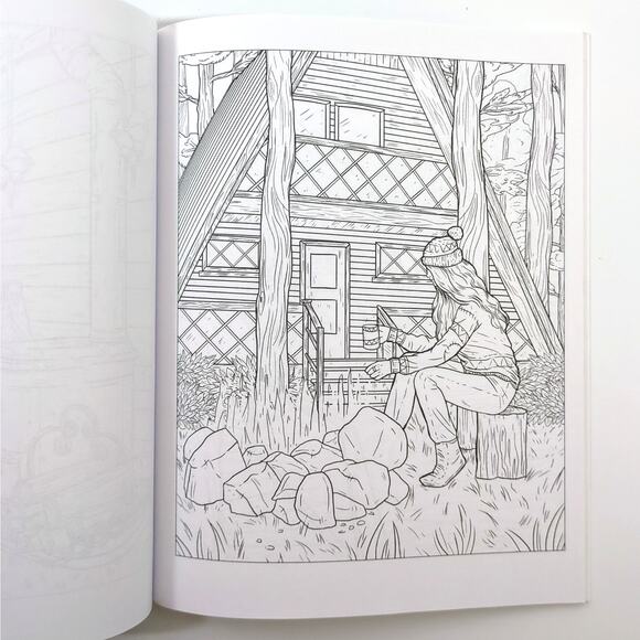 Cabin Life Adult Coloring Book Cafe New Unused Fruitful Mind 2019 - Picture 3 of 5